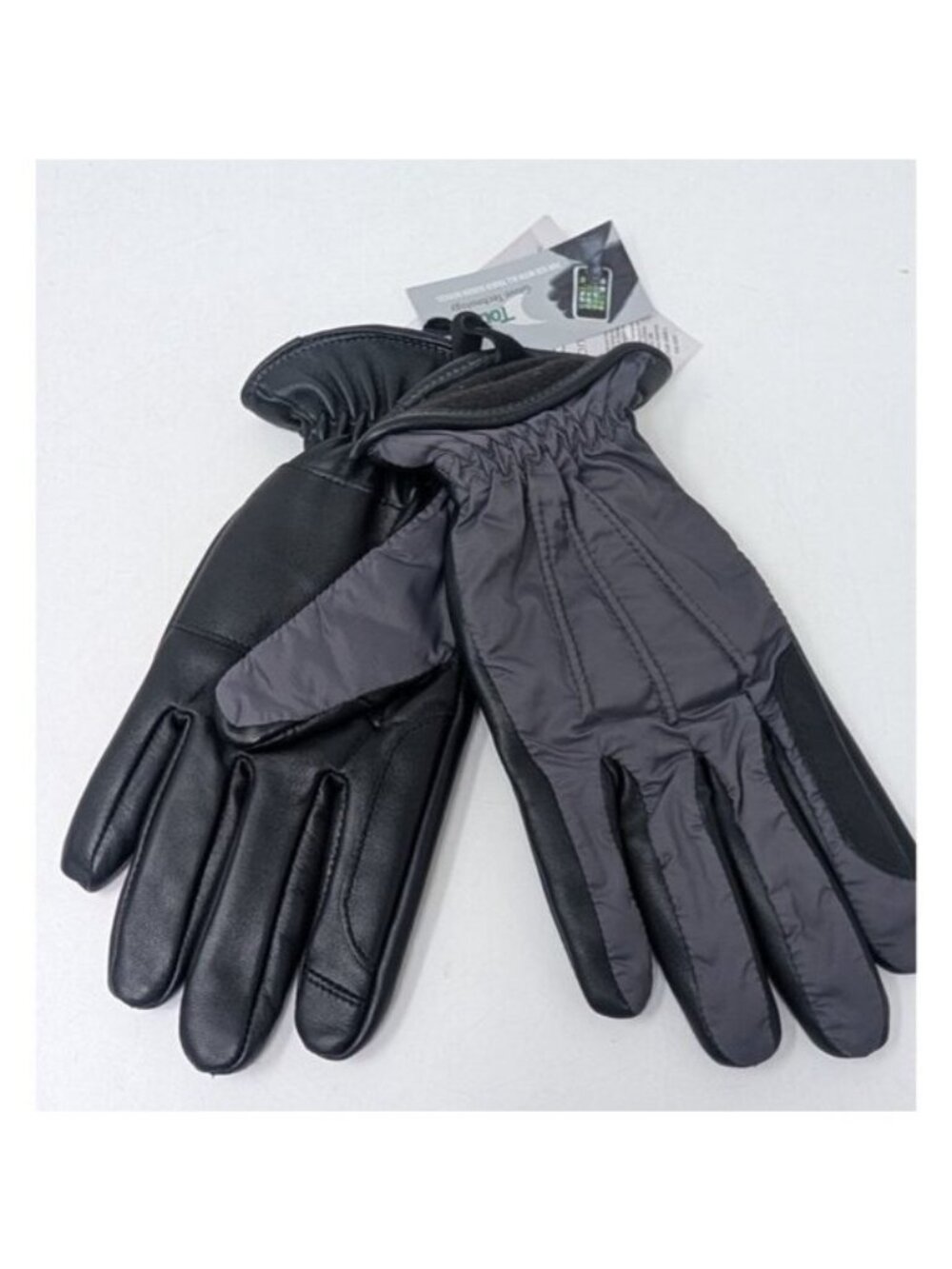 14th & Union men's touch screen gloves leather Gloves black gray Small